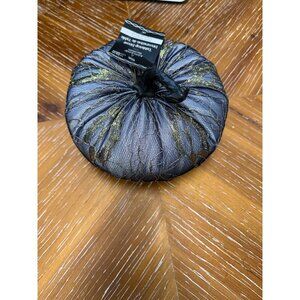 Decorative Fabric Pumpkin With Gold Accents & Black Stem For Fall Tabletop Decor